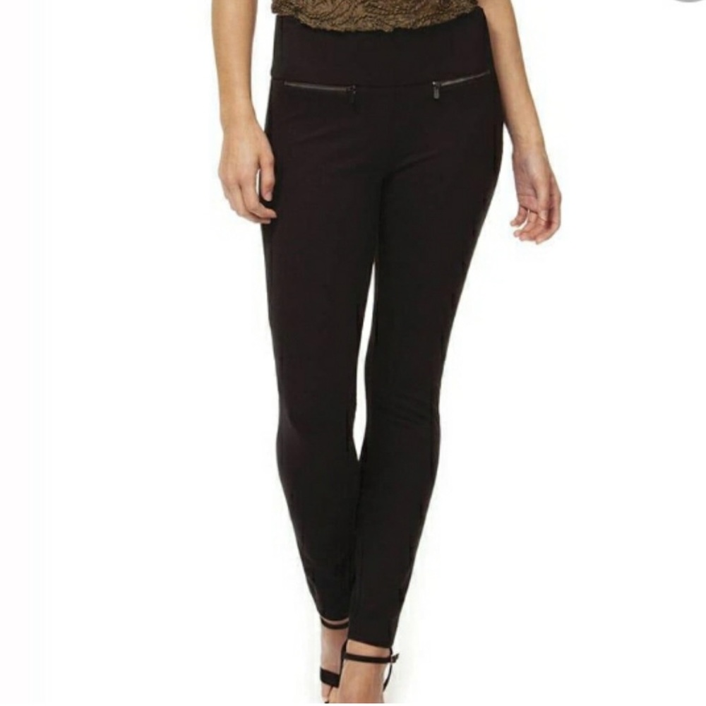 Maje black skinny ankle stretch ponte zipper pants